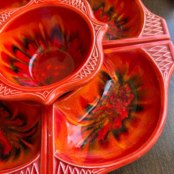 Vintage 1960s California originals 755 759 appetizer chip dip tray orange - Picture 3 of 11